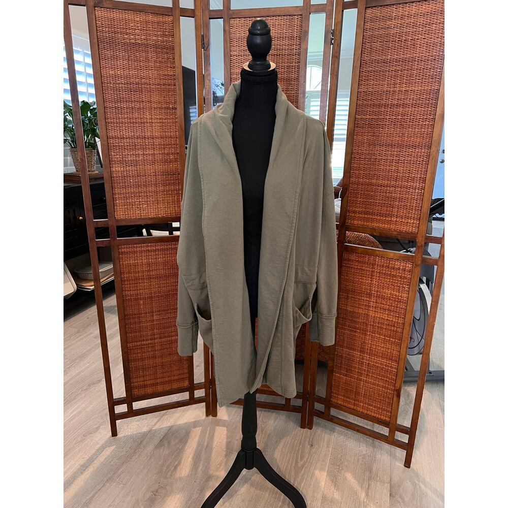 Knox Rose Jacket Womens Size XL Olive Green Drape Front Cotton Blend Pockets - Picture 16 of 16